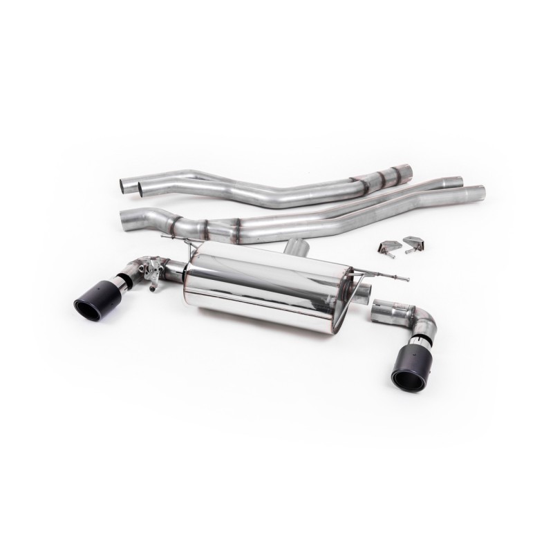 BMW F20/21 M140i (Non OPF) - Non-Resonated (Louder) Race Cat-Back Exhaust System with Carbon Jet 90 Trims