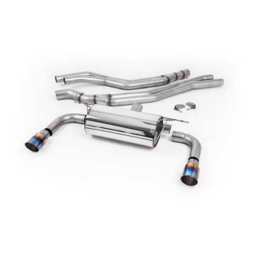 Resonated (Quieter) Cat-Back Exhaust System with Burnt Titanium GT-90 Trims