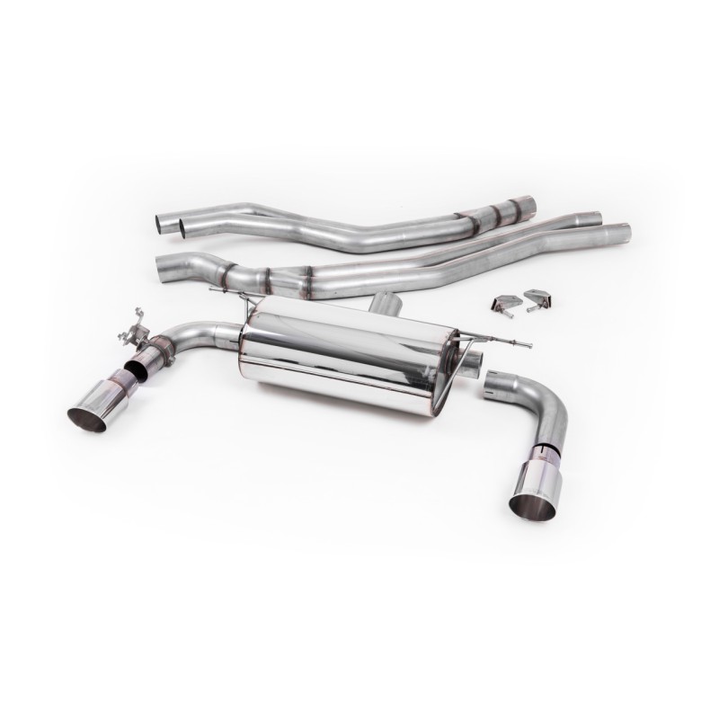 Non-Resonated (Louder) Race Cat-Back Exhaust System with Polished GT-90 Trims