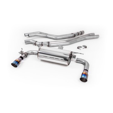 Non-Resonated (Louder) Race Cat-Back Exhaust System with Burnt Titanium GT-90 Trims