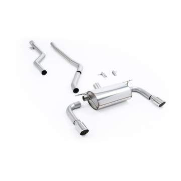 BMW F30 320i M Sport - Race Non-Resonated (Loudest) Cat-Back Exhaust System with Polished GT-90 Trims (For M340i Valance)