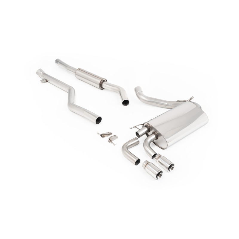 BMW F30 320i M Sport - Resonated (Quieter) Cat-Back Exhaust System with Polished GT-80 Trims