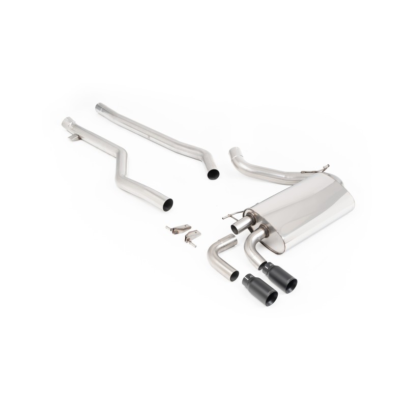 BMW F30 320i M Sport - Non-Resonated (Louder) Cat-Back Exhaust System with Twin Outlet Black Cerakote GT-80 Trims