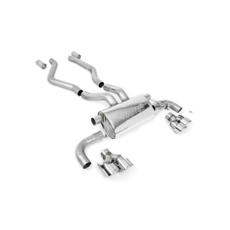 BMW G20/21 M340i & G22 M440i - OPF Back Exhaust System with Quad GT-100 Polished Trims