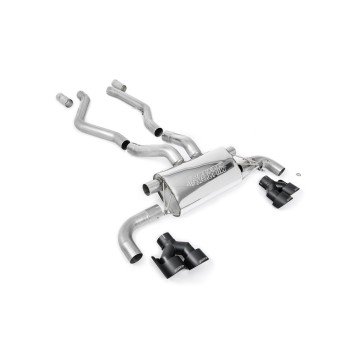 BMW G20/21 M340i & G22 M440i - OPF Back Exhaust System with Quad Black GT-100 Black Trims