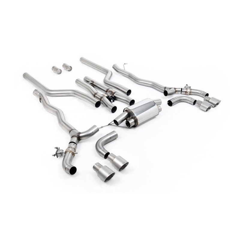 BMW M5 F90 (GPF Equipped) - Cat Back Exhaust System with Brushed Titanium GT-100 Trims