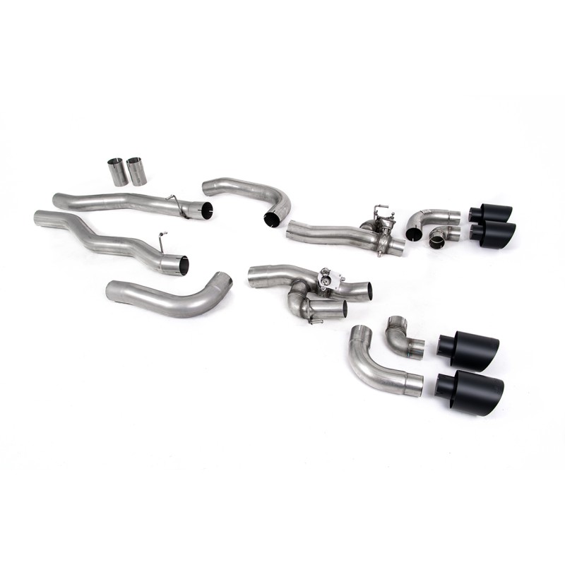 BMW M8 F91/92/93 (GPF Equipped) - OPF/GPF Back System with valved Rear Silencer Bypass & GT-115 Cerakote Black Trims