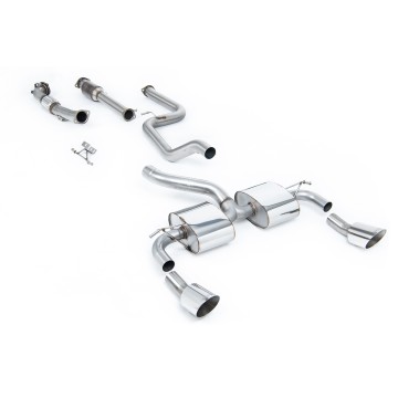 Ford Focus MK2 RS - Non-Resonated (Louder) Turbo-Back Exhaust System with Hi-Flow Sports Catalyst & Dual DTM Trims