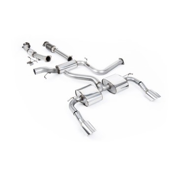 Ford Focus MK2 RS - Resonated (Quieter) Turbo-Back Exhaust System with Hi-Flow Sports Catalyst & Dual DTM Trims