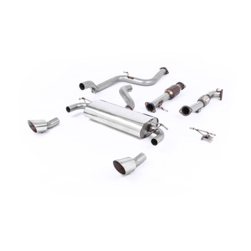 Ford Focus MK2 RS - Resonated (Quieter) Turbo-Back Exhaust System with 200 CPSI Hi-Flow Sports Catalyst & Dual DTM Trims