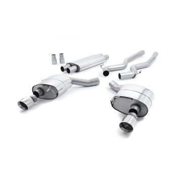 Ford Mustang 5.0 V8 GT (Fastback) - Resonated (Quieter) Cat-Back Exhaust System with Polished GT-100 Trims