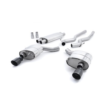 Ford Mustang 5.0 V8 GT (Fastback) - Resonated (Quieter) Cat-Back Exhaust System with Cerakote Black GT-100 Trims