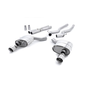 Ford Mustang 5.0 V8 GT (Fastback) - Non-Resonated (Louder) Cat-Back Exhaust System with Polished GT-100 Trims