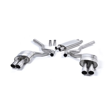 Ford Mustang 5.0 V8 GT (Fastback) - Resonated (Quieter) Cat-Back Exhaust System with Quad Polished GT-90 Trims (For Roush Valance)