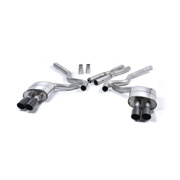 Ford Mustang 5.0 V8 GT (Fastback) - Non-Resonated (Louder) Cat-Back Exhaust System with Quad Black GT-90 Trims (For Roush Valance)
