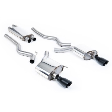 Ford Mustang 2.3 (S550 Fastback) - Resonated (Quieter) Cat-Back Exhaust System with GT-100 Cerakote Black Trims