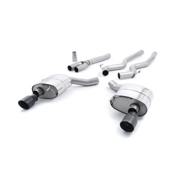 Ford Mustang 2.3 (S550 Fastback) - Non-Resonated (Louder) Cat-Back Exhaust System with GT-100 Cerakote Black Trims