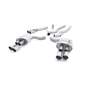 Ford Mustang 2.3 (S550 Fastback) - Non-Resonated (Louder) Cat-Back Exhaust System with GT-90 Polished Trims (For Roush Valance)