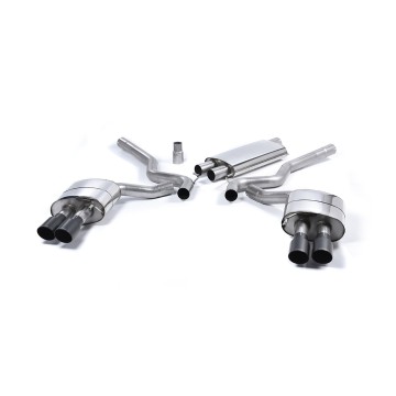 Ford Mustang 2.3 (S550 Fastback) - Resonated (Quieter) Cat-Back Exhaust System with GT-90 Cerakote Black Trims (For Roush Valance)