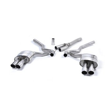 Ford Mustang 2.3 (S550 Fastback) - Resonated (Quieter) Cat-Back Exhaust System with GT-90 Polished Trims (For Roush Valance)