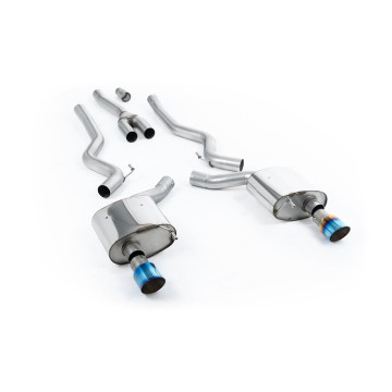 Ford Mustang 2.3 (S550 Fastback) - Non-Resonated (Louder) Cat-Back Exhaust System with GT-100 Burnt Titanium Trims