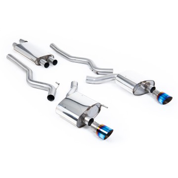Ford Mustang 2.3 (S550 Fastback) - Resonated (Quieter) Cat-Back Exhaust System with GT-100 Burnt Titanium Trims