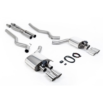 Ford Mustang 5.0 V8 GT (Fastback) - Valved Cat-Back Exhaust System with Quad Polished GT-90 Trims