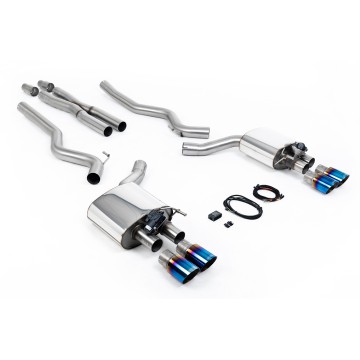 Ford Mustang 5.0 V8 GT (Fastback) - Valved Cat-Back Exhaust System with Quad Burnt Titanium GT-90 Trims