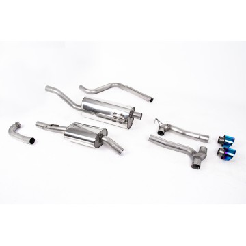 Ford Fiesta MK8 1.0T ST Line (Non GPF Models) Dual Outlets - Resonated (Quieter) Dual Outlet Exhaust System with Burnt/Blue Titanium GT-100 Trims (Requires Maxton Diffuser)