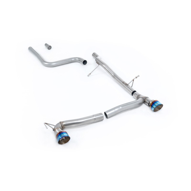 Ford Fiesta MK8 1.0T ST Line (Dual Outlets) - GPF/OPF Back Non-Resonated (Louder) with Burnt/Blue Titanium GT-100 Trims (Requires Diffuser)