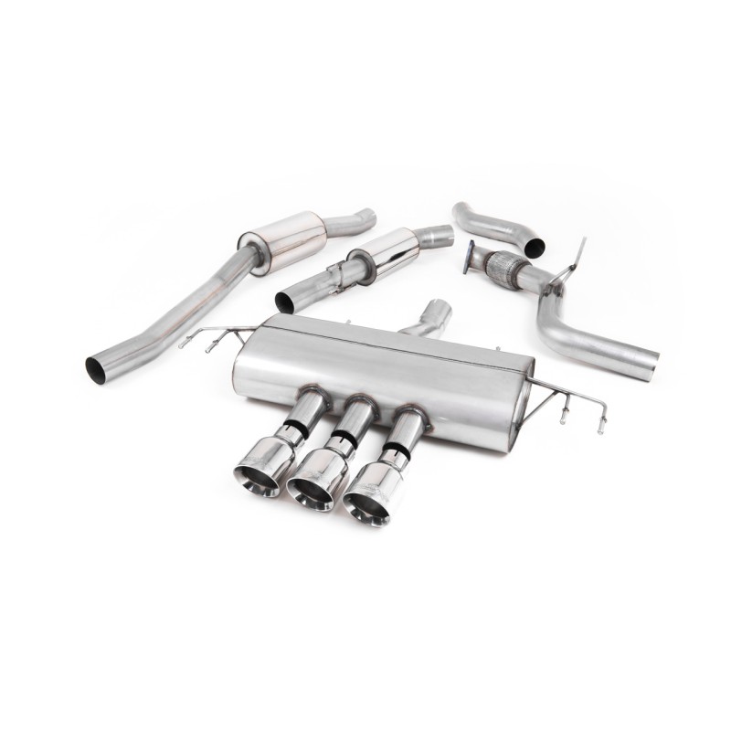 Honda Civic FK8 Type R - Resonated Cat-Back Exhaust System with 3 x Polished GT-100 Trims