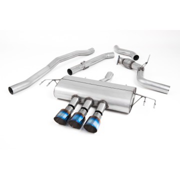 Honda Civic FK8 Type R - Non-Resonated (Louder) Cat-Back Exhaust System with 3 x Burnt Titanium GT-100 Trims