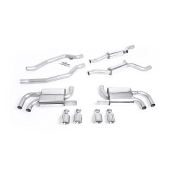Porsche Cayenne 958 Turbo V8 (Pre-Facelift) - Resonated (Quieter) Cat-Back Exhaust System with Cup Style Polished Trims