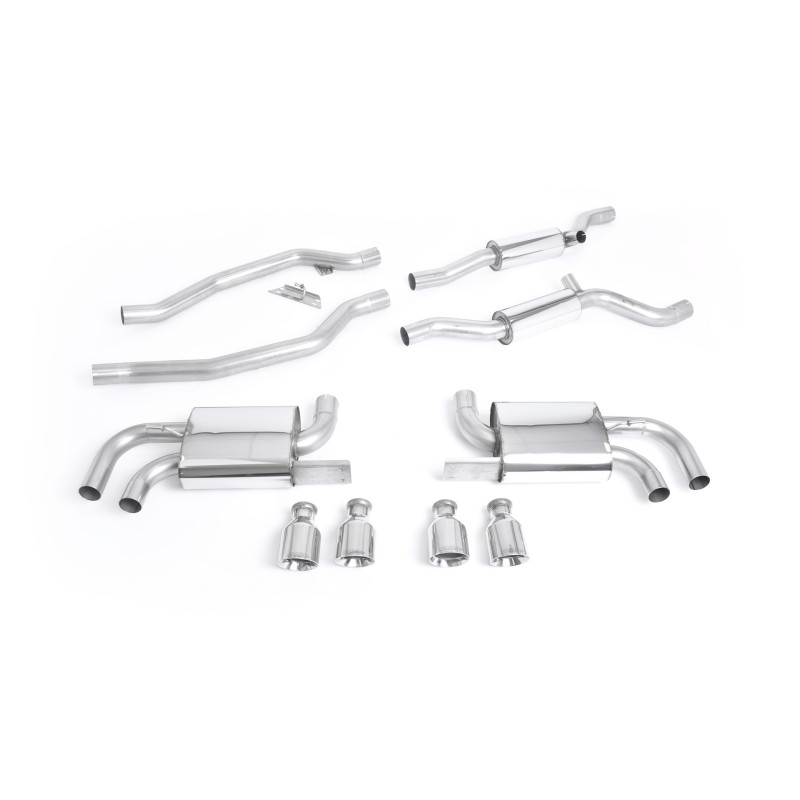 Porsche Cayenne 958 Turbo V8 (Pre-Facelift) - Resonated (Quieter) Cat-Back Exhaust System with Cup Style Polished Trims