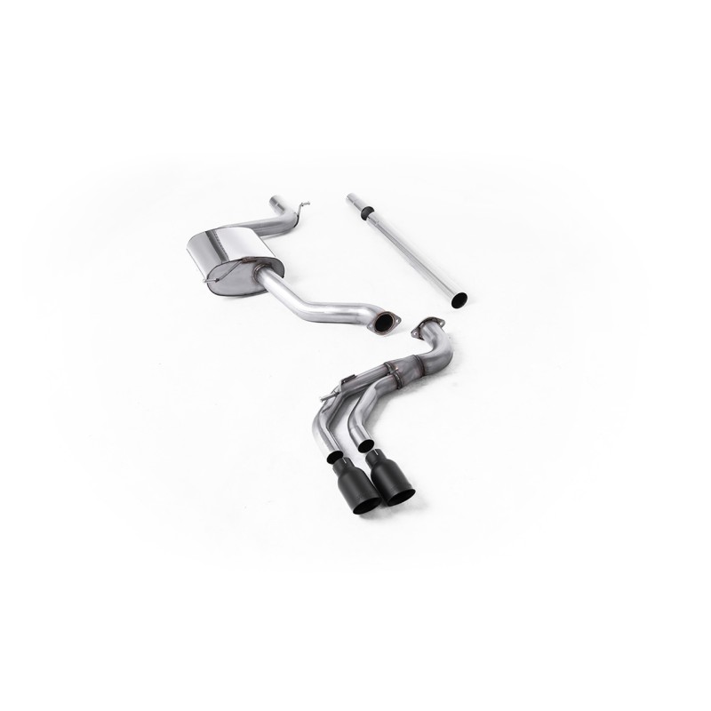Seat Leon FR 1.8 TSI & VW Golf MK7.5 1.5TSI - Non-Resonated (Louder) Cat-Back Exhaust System with Cerakote Black GT-80 Trims (GTD Style)