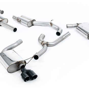 Seat Leon ST Cupra 300 (Non GPF Models) - Resonated (Quieter) Cat-Back Exhaust System with Cerakote Black Quad Round GT Tips