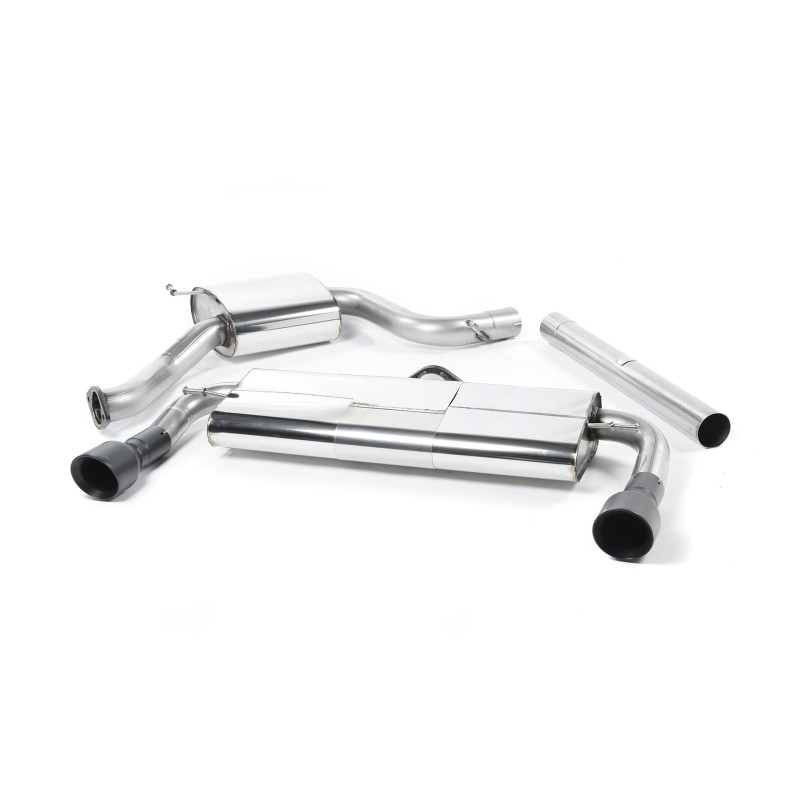 VW Golf GTI Mk7 Resonated (Quieter) Cat-Back Exhaust System with Matt Black Tips