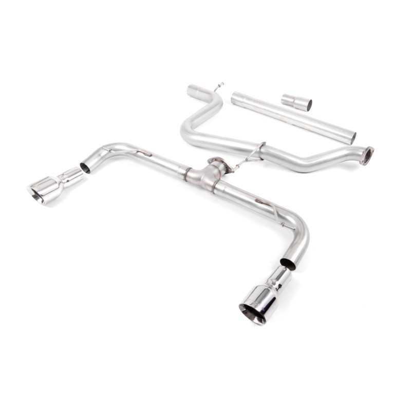 VW Golf GTD Mk7 - Non-Resonated (Louder) with Dual GT100 Tips Cat-Back Exhaust System (GTI Style)