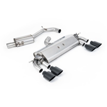 VW Golf R MK7 2.0 TSI (76.2mm systems) - Resonated (Quieter) Cat-Back Exhaust System with Cerakote Black Oval Tips
