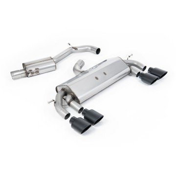 VW Golf R MK7 2.0 TSI (76.2mm systems) - Resonated RACE (Quieter) Cat-Back Exhaust System with Cerakote Black Oval Tips