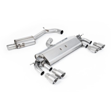 VW Golf R MK7 2.0 TSI (76.2mm systems) - Resonated (Quieter) Cat-Back Exhaust System with Titanium GT-100 Round Trims