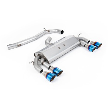 VW Golf R MK7 2.0 TSI (76.2mm systems) - Non-Resonated RACE (Louder) Cat-Back Race Exhaust System with Burnt Titanium GT-100 Round Trims