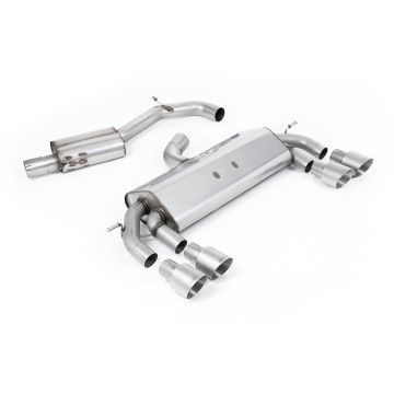 VW Golf R MK7 2.0 TSI (76.2mm systems) - Resonated RACE (Quieter) Cat-Back Exhaust System with Titanium GT-100 Round Trims