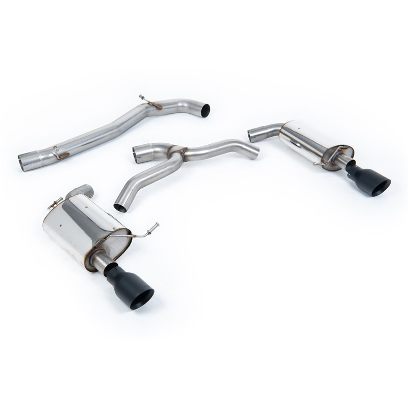 VW Golf 2.0TFSI Mk7 - Non-Resonated (Louder) Cat-Back Exhaust System with Cerakote Black GT-100 Trims