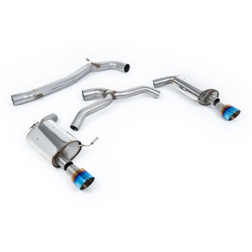 VW Golf 2.0TFSI Mk7 - Non-Resonated (Louder) Cat-Back Exhaust System with Burnt Titanium GT-100 Trims