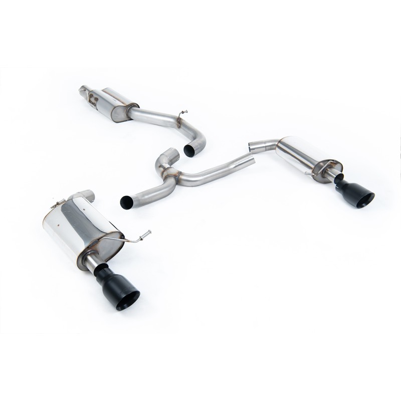 VW Golf 2.0TFSI Mk7 - Resonated (Quieter) Cat-Back Exhaust System with Black Cerakote GT-100 Trims