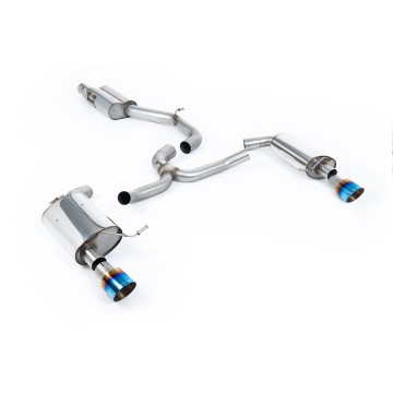 VW Golf 2.0TFSI Mk7 - Resonated (Quieter) Cat-Back Exhaust System with Burnt Titanium GT-100 Trims