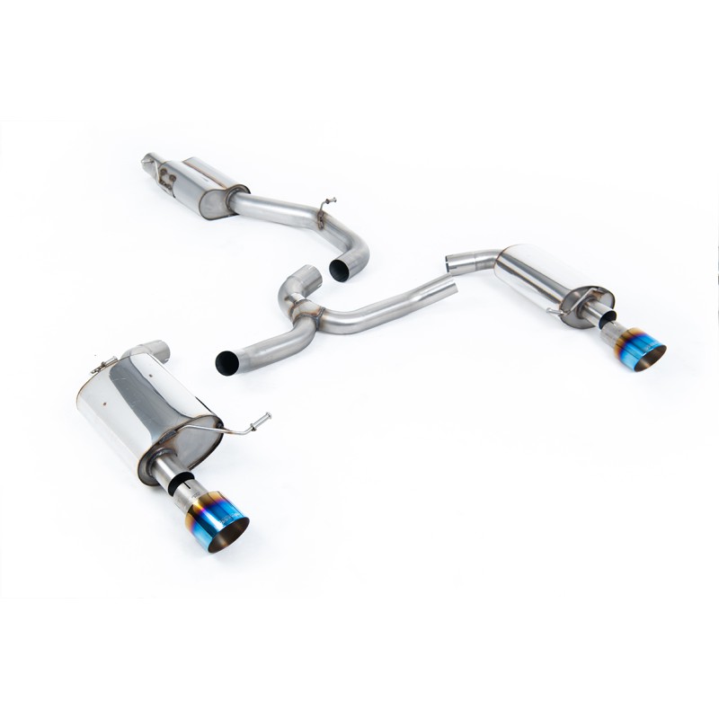 VW Golf 2.0TFSI Mk7 - Resonated (Quieter) Cat-Back Exhaust System with Burnt Titanium GT-100 Trims