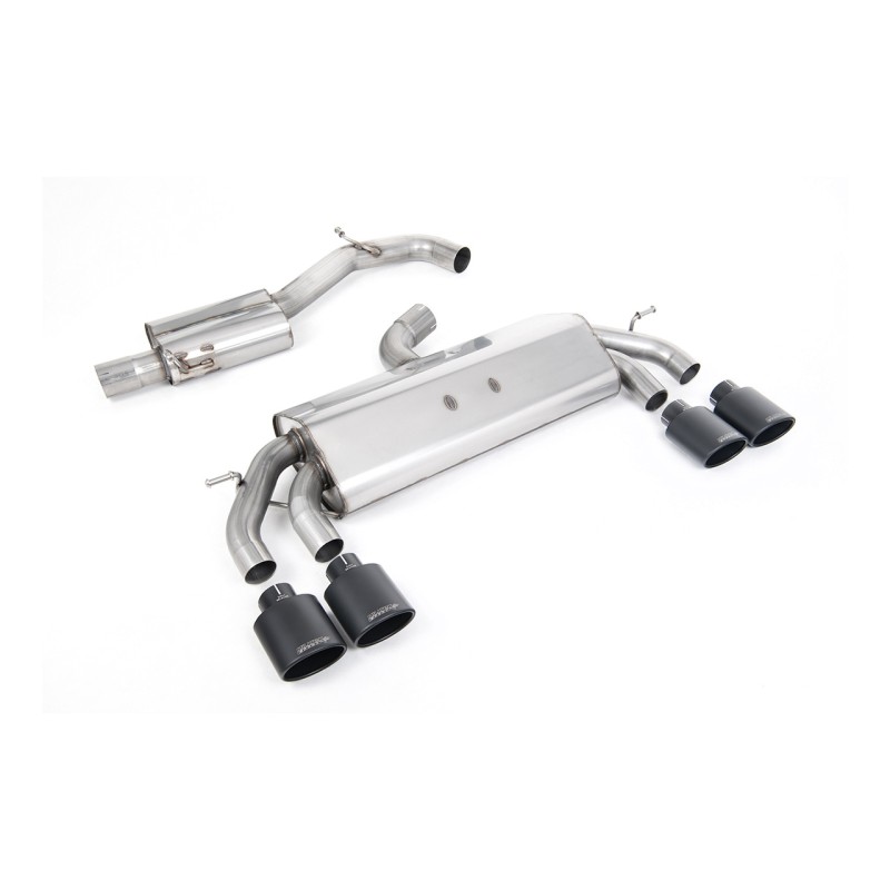 VW Golf R MK7.5 2.0 TSI 310ps (Non GPF Models & 76mm systems) - Non-Valved & Resonated (Quieter) Cat-Back Race Exhaust System with Cerakote Black Oval Tips