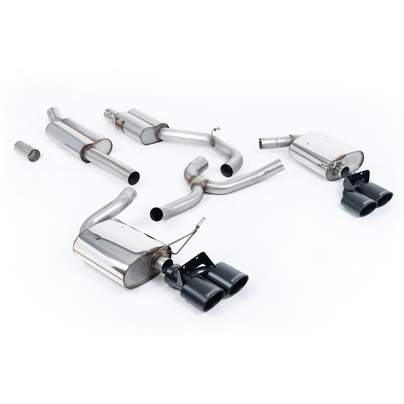 VW Golf R Mk7.5 Estate - Resonated (Quieter) Cat-Back Exhaust System with Black Quad Oval Tips